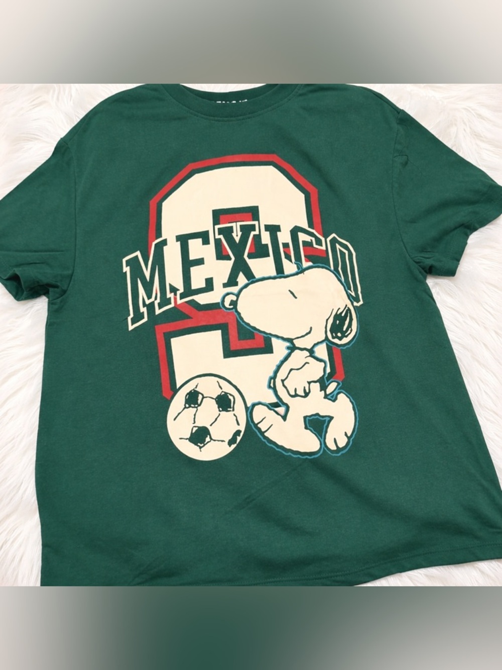 Peanuts Green Mexico Snoopy Soccer Graphic Tee